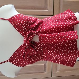 SHEIN red heart polka-dot peplum top size Medium
